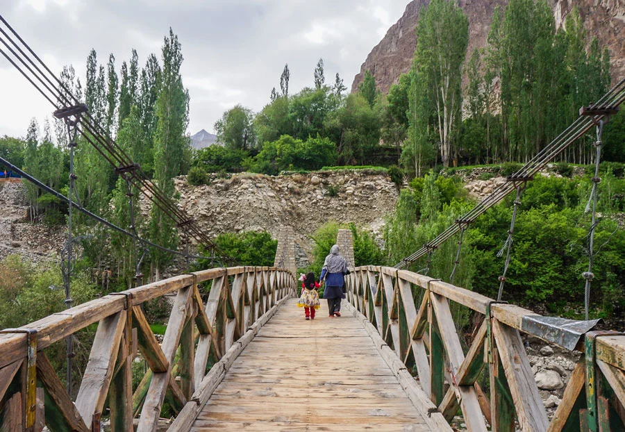 wooden bridge Turtuk